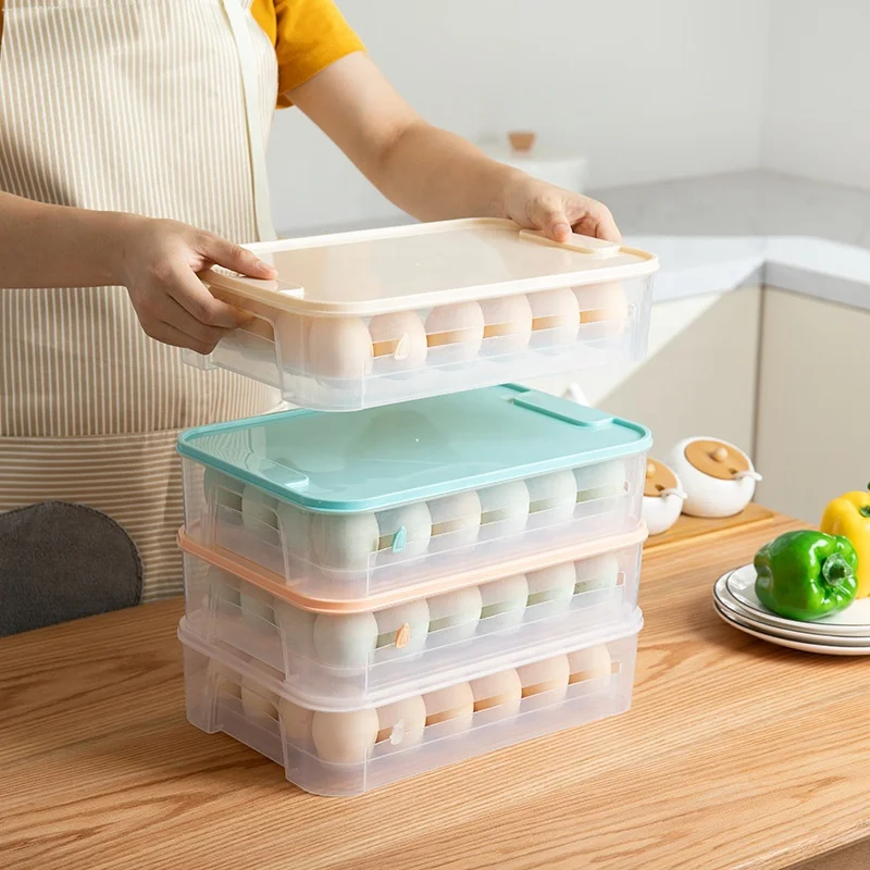 24 Grid Large Capacity Egg Holder for Refrigerator Household Egg Fresh Storage Box for Fridge Multi-Layer Chicken Egg Storage