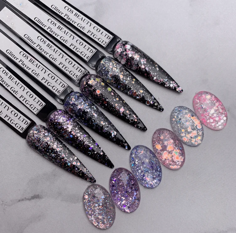 Hot sell OEM and ODM glitter playergel nail polish uv gel