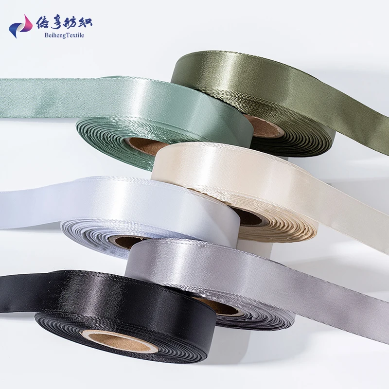 6mm-50mm single face recycle polyester satin ribbon wholesale color ribbon for decorating gift boxes packaging
