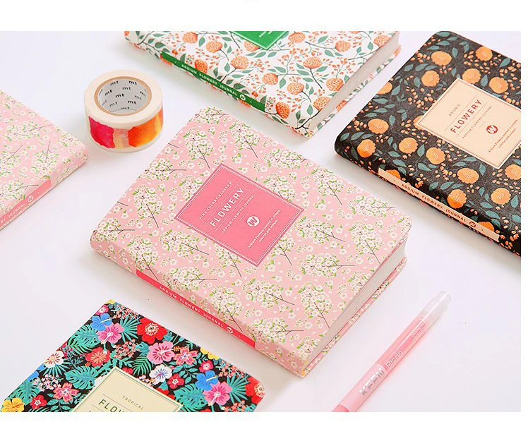 Korea Style Fresh Floral A5 Hardcover Notepad Hand Book Printed Plan Book Creative Retro Diary Custom Notebook For Girls Women G