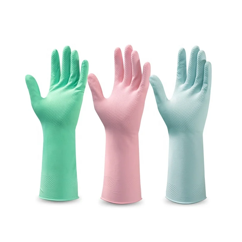 ANBOSON Reusable Heavy Duty Custom Logo Women Pink Cooking Dishwashing Kitchen Gloves
