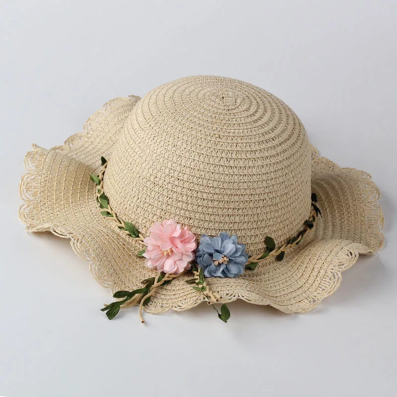 Лидер продаж на Amazon, оптовая продажа, индивидуальная соломенная шляпа для маленькой девочки, красивые женские американские соломенные шляпы с натуральной травой и цветами