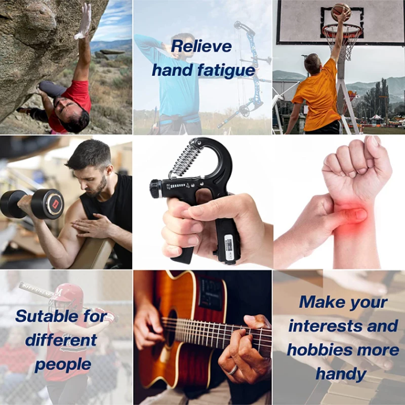 Factory supply custom logo gym fitness exercise strength training gymnastics 5-60 kg adjustable hand grip with counter