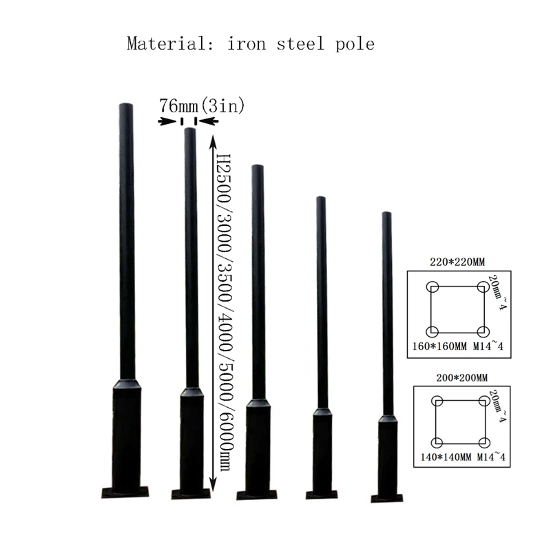 Уличный фонарь на солнечной батарее 3 м 4 5 6