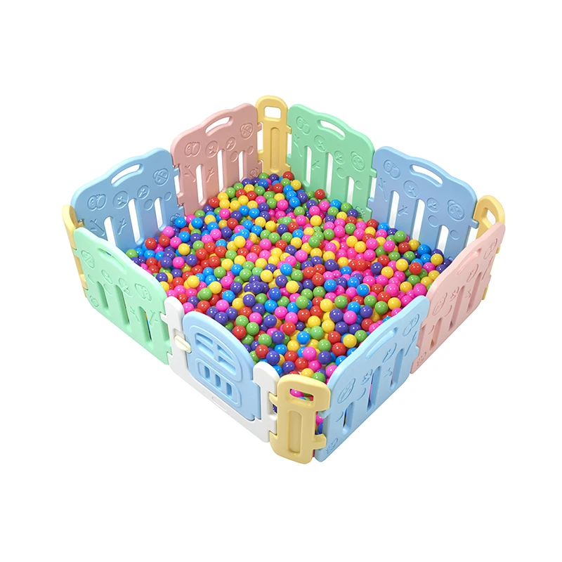 
16 sided panel adjustable foldable multi-color panels PE safety plastic baby playpen kids large playpen set 