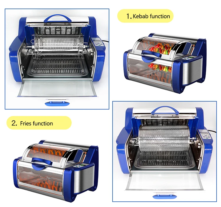 1200W household indoor smokeless grilled chicken roasted meat baking barbecue 4 in 1 electric grills with automatic power off