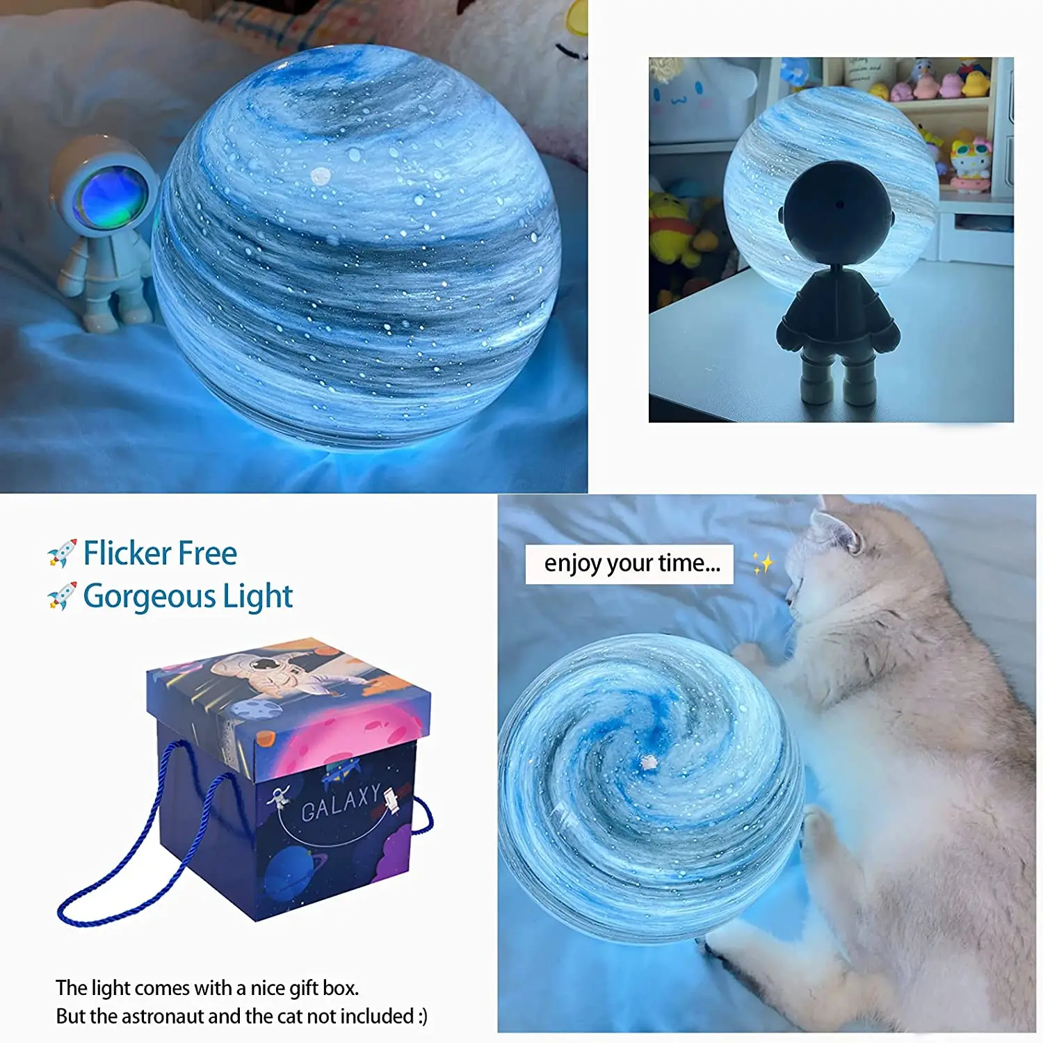 Kids Gift Handmade Glass Planet Milky Way Lamp Night Light Moon for Home Decor