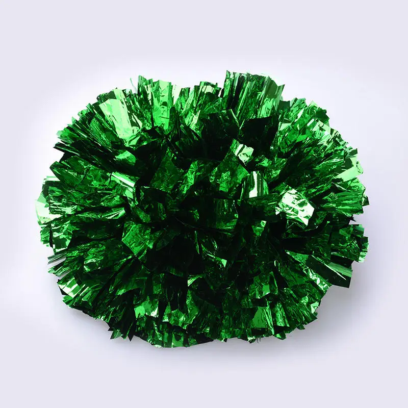 Custom Color Metallic PomPoms Cheerleading Baton Long Plastic Handle Cheerleading Pom Poms