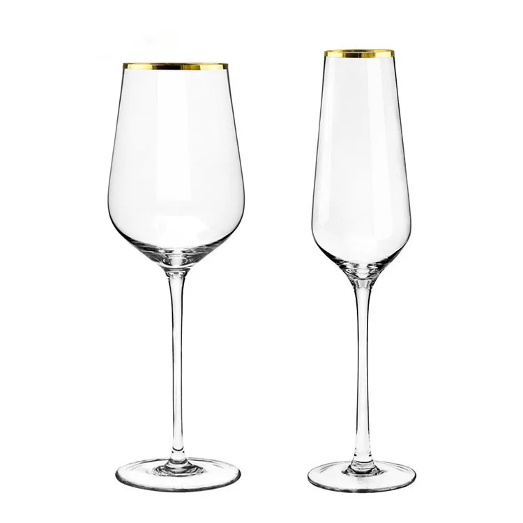 250ml Hand Cut Wine Glass Packaging Tritan Wine Glasses With Gold Rim