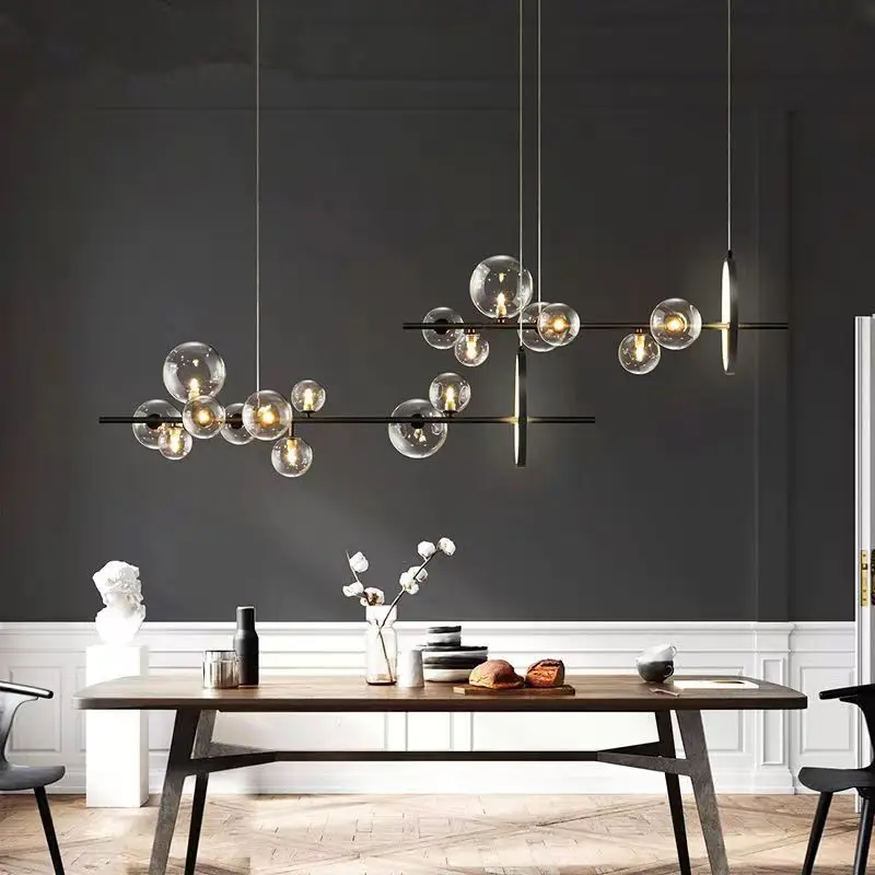 Nordic minimalist restaurant pendant lights with stylish glass chandelier lamp classic chandelier
