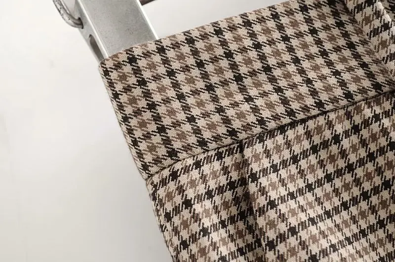 qz260 spring women elegant checked houndstooth pattern front split pencil skirt office lady knee length skirts saias jupe