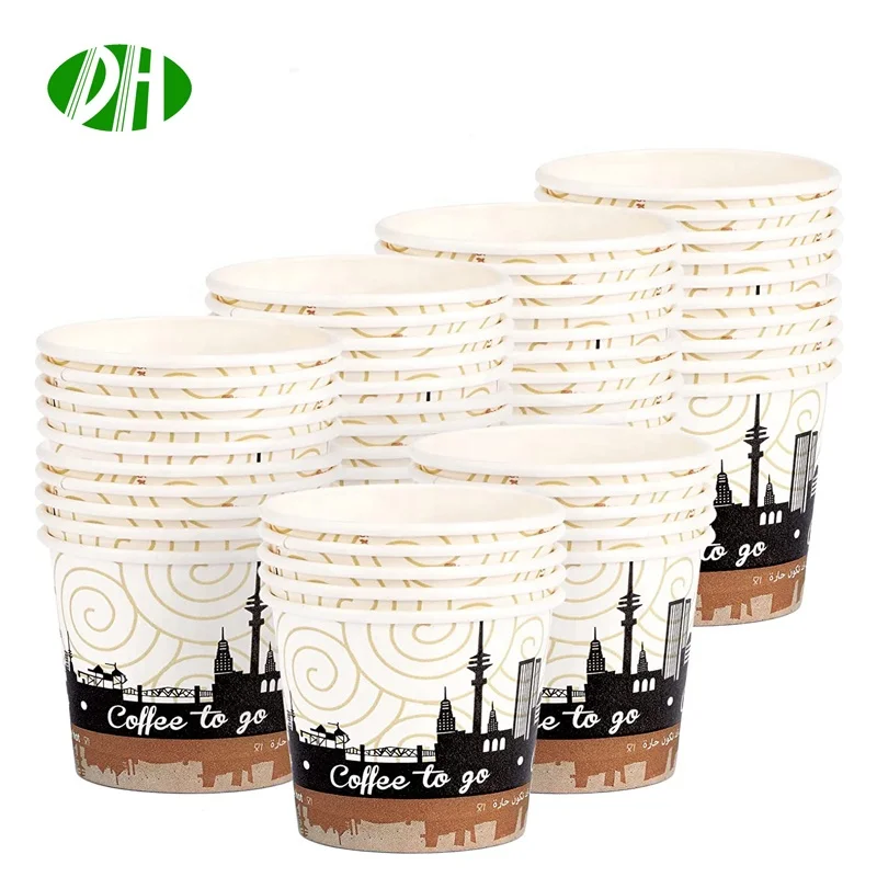 Paper Cups 4 oz Printed Hot Beverage Cup for Coffee Tea  & Water Disposable Durable paper cup