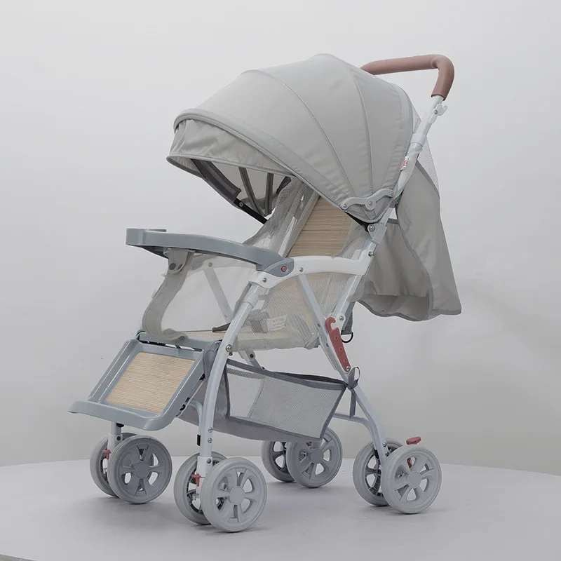 Hot selling Baby stroller Bamboo rattan mat stroller light pram can sit and lie on four wheel baby stroller