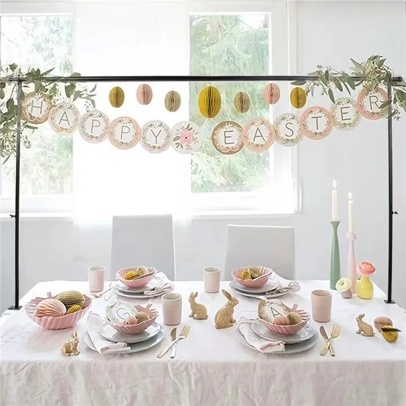 Factory Supply Adjustable Over The Table Rod Stand with Clamps Gold Metal Balloon Flower Arch Stand