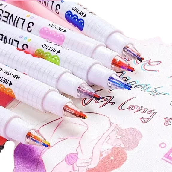 2022 Hot selling creative dreamy multicolor three line pen set
