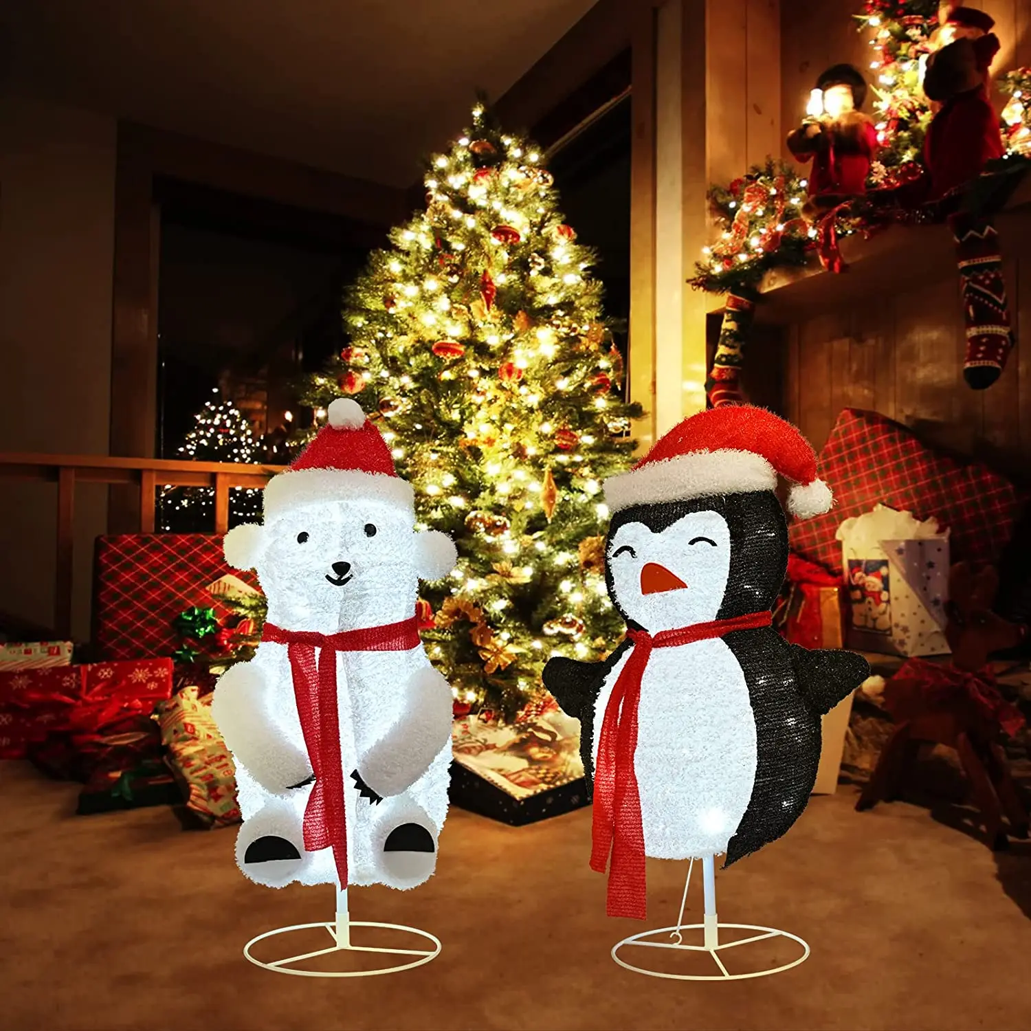 Partycool Светодиодная лампа в виде медведя пингвина, Рождественский уличный садовый фонарь для вечеринки, гигантские надувные рождественские украшения