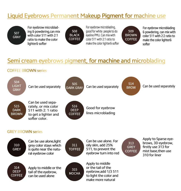 Biomaser Recruit Agent In Chile Cold Color eyebrow cosmetic eyebrow tattoo pigment organic microblading pigment permanent makeup