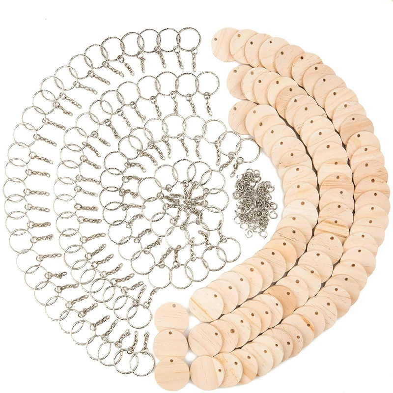 Лидер продаж, брелок, деревянный пустой брелок, 1,5 дюйма, знак из необработанной древесины, 80 шт. брелоков, круги, брелоки, деревянный брелок