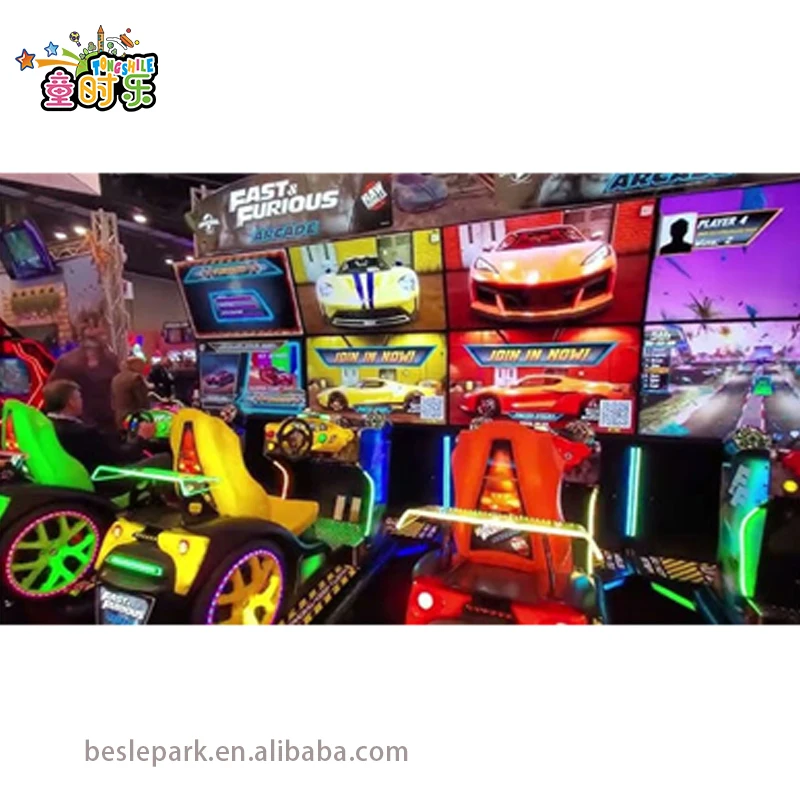 Fast and Furious Arcade racing game machine with motion seat, Dual screen FF Car Driving Machine