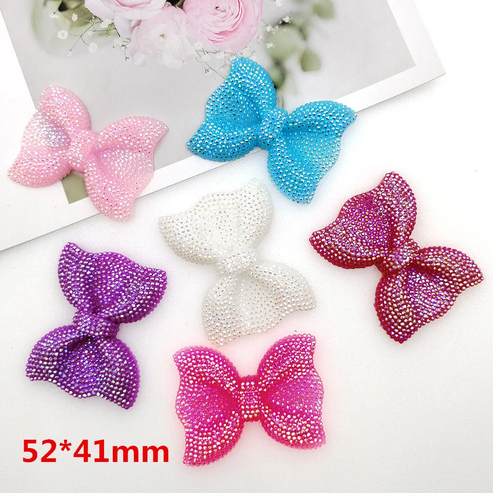 Kawaii Bling Pink Full Diamond Bow Tie Junk Phone Case Laptop Decoration Charm Accessories Flat Back Scrapbooking DIY Crafts