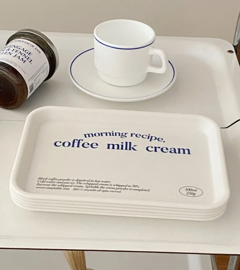 SYL Korean ins style melamine square plates fruit cup holder tray coffee milk cream breakfast tray