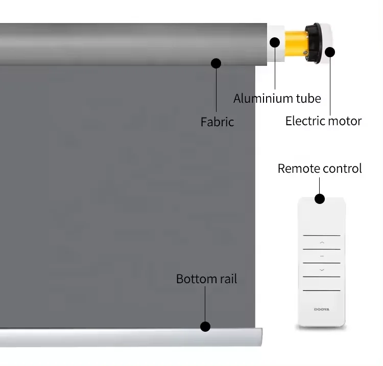 Automatic Home Decor Cordless 100% Polyester Roller Blinds Smart Electric Sunshade Spring Blackout Motorized Roller Curtains