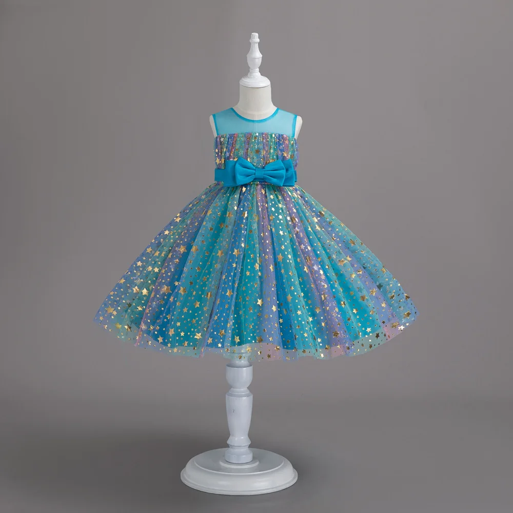 18 Month - 10 Years Latest Design Small Baby Frock Design Neon Color Sequined Bling Girl Kids Wedding Dresses Elegant Ball Gowns