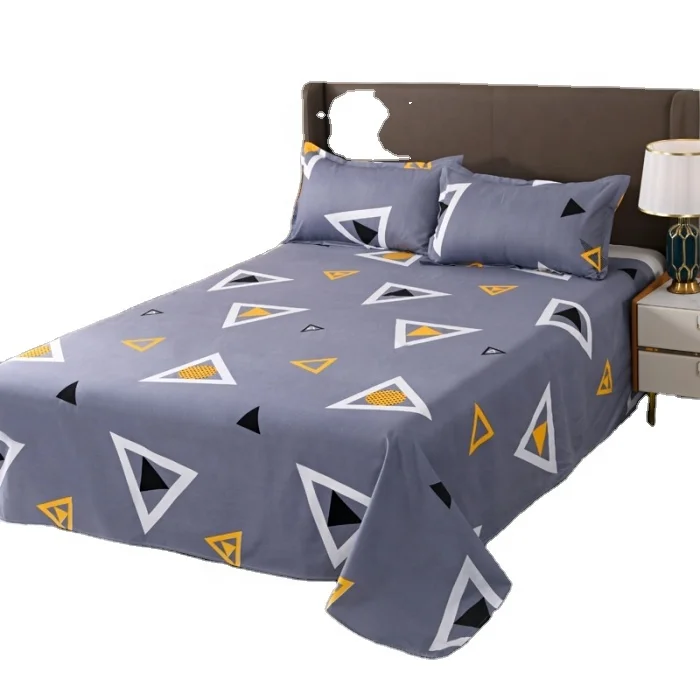 Hot selling new frosted single and double student dormitory bed sheets ultra fine fiber bed sheet set printed flat bed