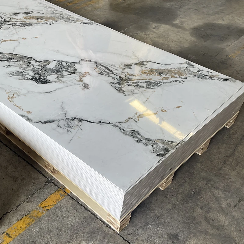 Modern Design 2.4MM 2.8MM 3MM PVC Marble Slab High Gloss Interior Wall Panel PVC Marble Slab For Interior Decoration