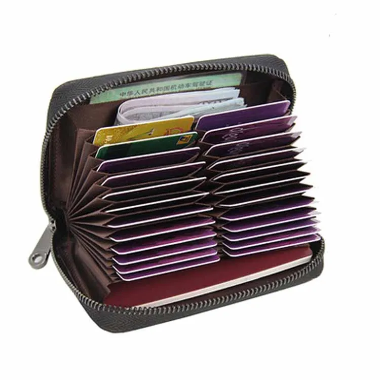 
Amazon hot selling fashion genuine leather small RFID blocking simple credit card holder mini casual wallet for passport 