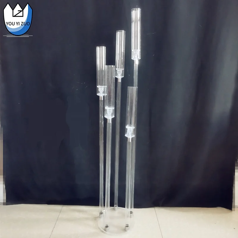 YYZ Crystal Gold Candle Stand Display Electronic Candelabra Centerpieces Stand Candle Cylinder Candle Holders For Restaurant