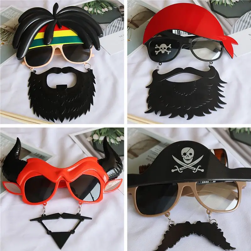 Pirate Navy beard funny prop skull decoration glasses Ghost Day Halloween party glasses