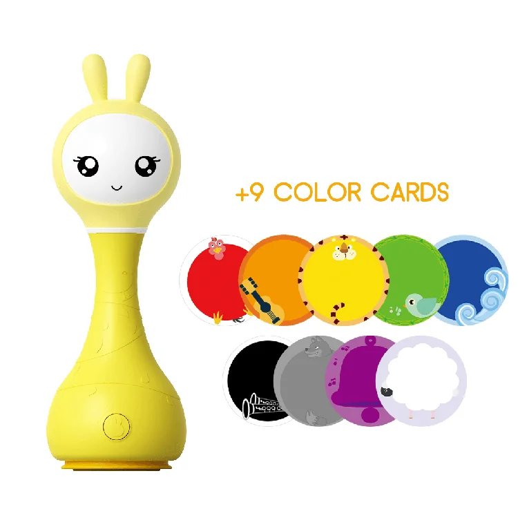 Alilo 2021 Hot Selling Bunny Smart Electronic Kids learning robot Children Shaker Silicone Set Toys Baby Rattle