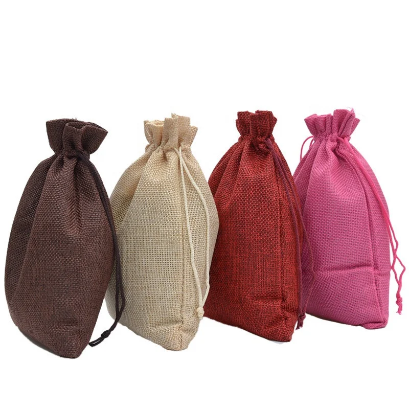 17x23cm Jute Linen Bags Jewelry Display Drawstring Pouch Gift Box Packaging Wedding Christmas Burlap Bag