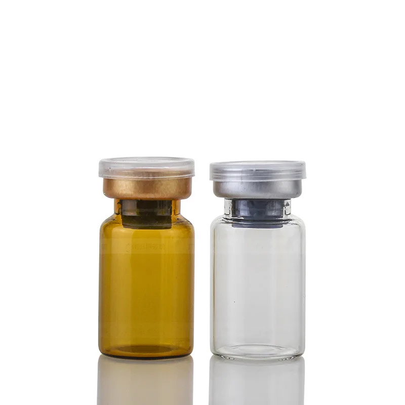 3ml 7ml amber clear tubular glass vial with caps for cosmetic or pharmaceutical usage in stock