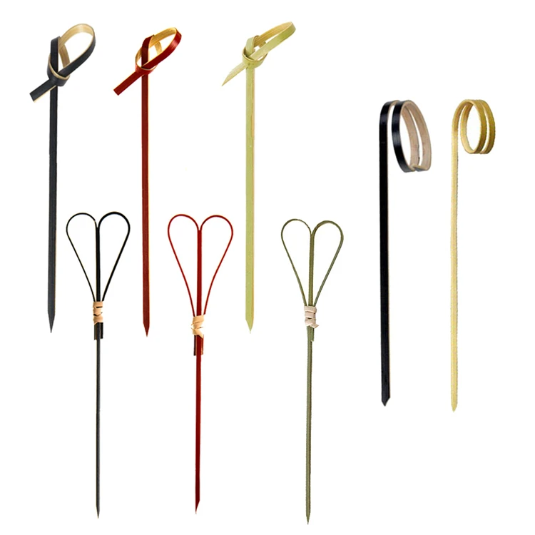 Bamboo Decorative Cocktail Finger Ring Skewer Chilly Wholesale Bulk Bamboo Heart Flower Skewer