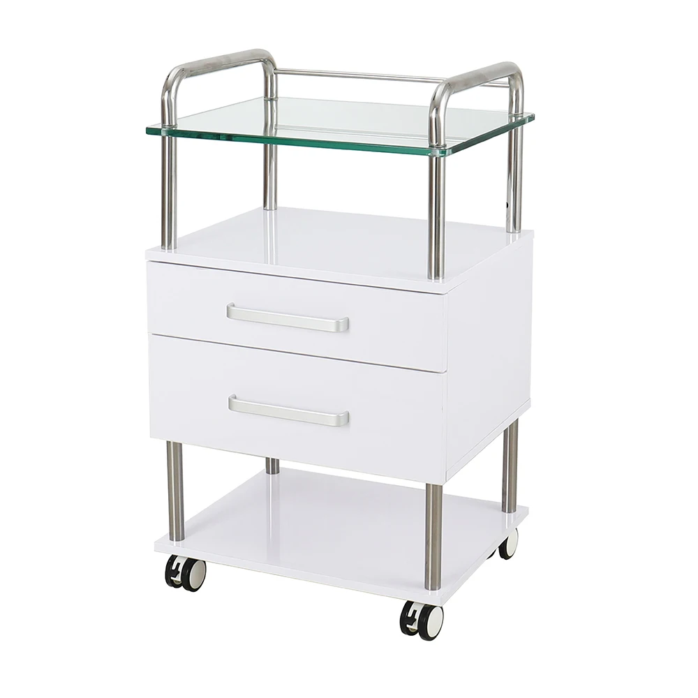 Salon furniture beauty salon trolley salon use pedestal rolling cart in white