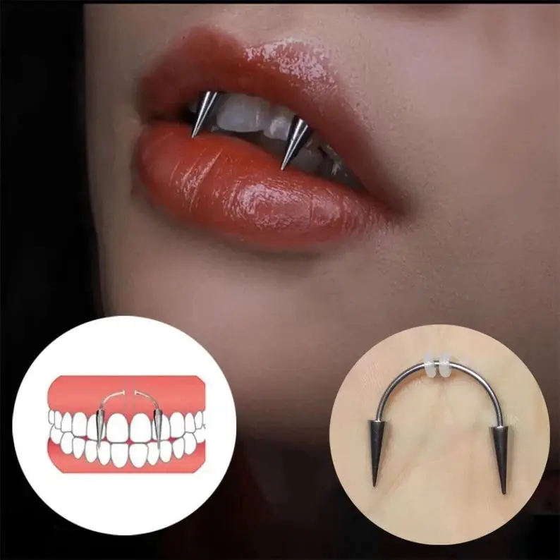 Top Seller Smile Piercing Jewelry Wholesale for Mouth Vampire Fangs Piercing Spike Face Tiger Teeth Lip