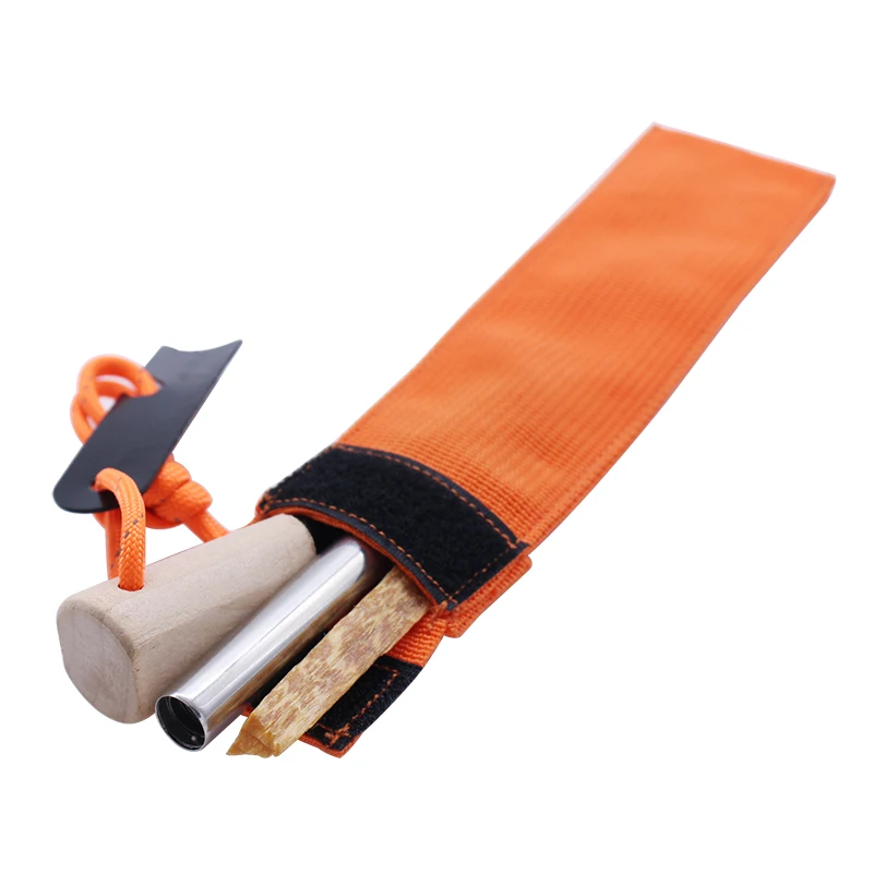 
Pocket Survival Kit Contain Fire Bellows Wood Handle Flint Fire Starter with Fatwood 