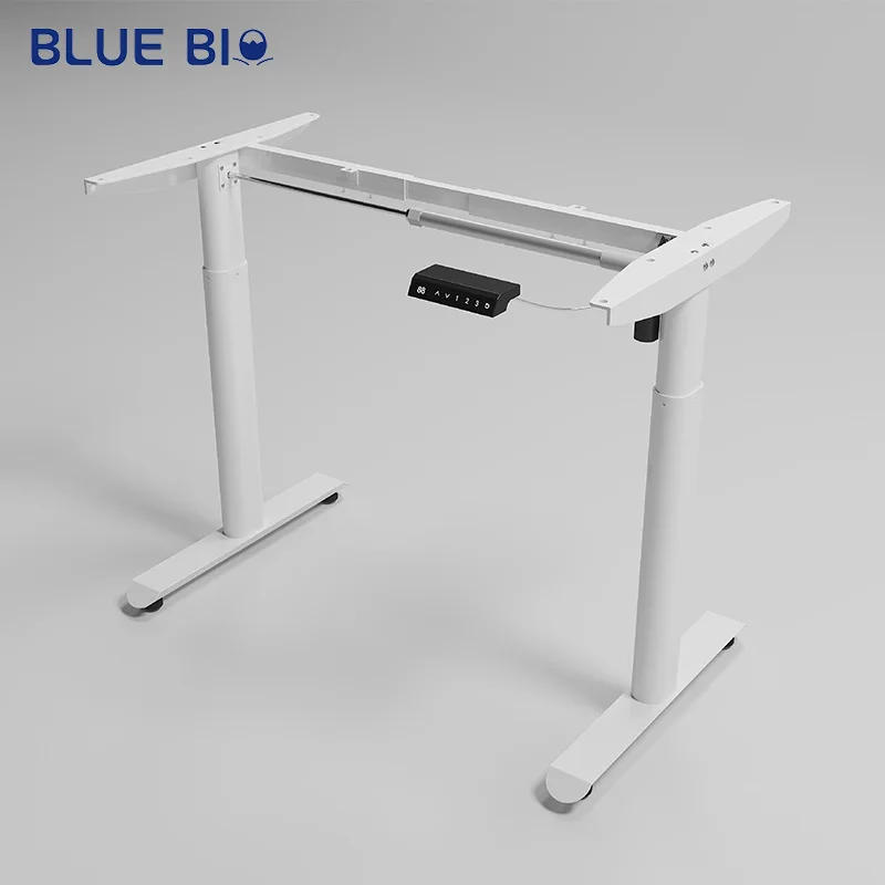 Luxury Electric Single Motor Sit Standing Computer Desk White Frame Adjustable Height Desk For Office Table