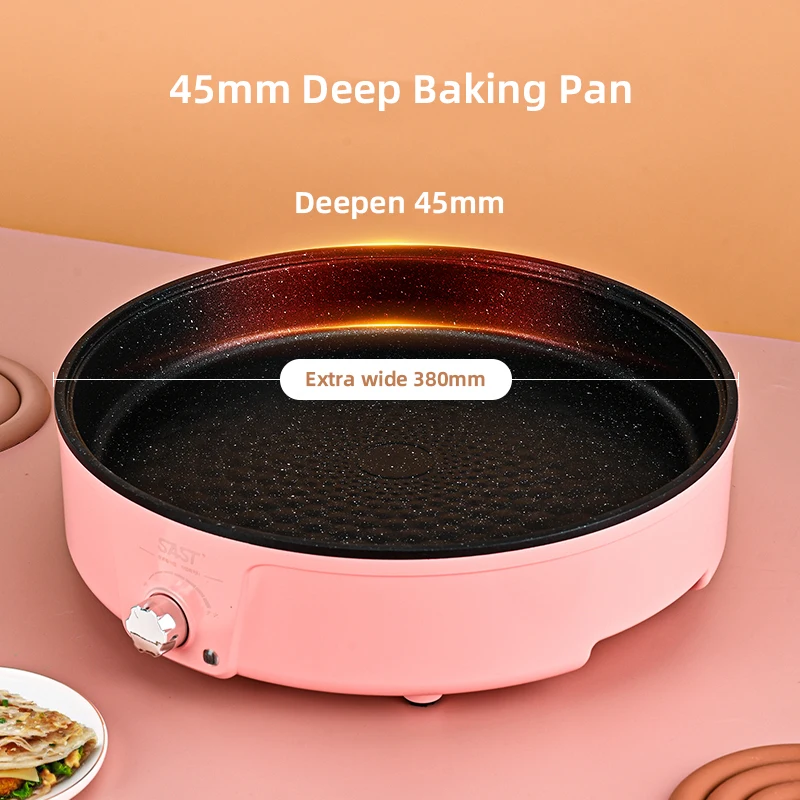Chukang non stick электрическая сковорода для пиццы OEM 38 Бытовая многофункциональная двойная ручка большой электрический гриль из алюминия