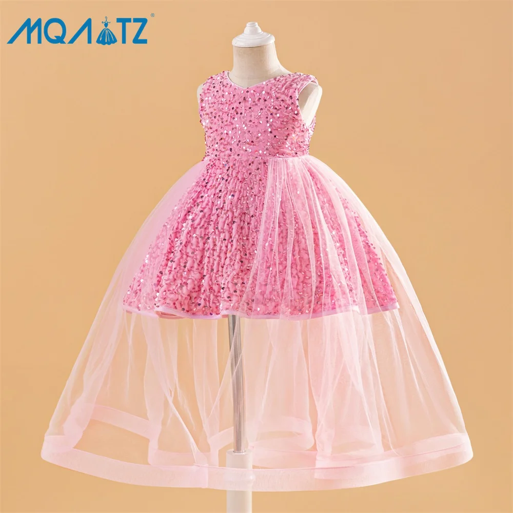 MQATZ лидер продаж летнее платье из тюля для детей формальная праздничная одежда с цветочным узором От 4 до 8 лет девочек