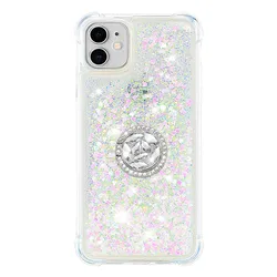 Luxury Glitter Case for iPhone 14 13 Pro Mini Floating Liquid Bling Sparkle Luxury Quick Sand Cover For Girl With Ring Holder