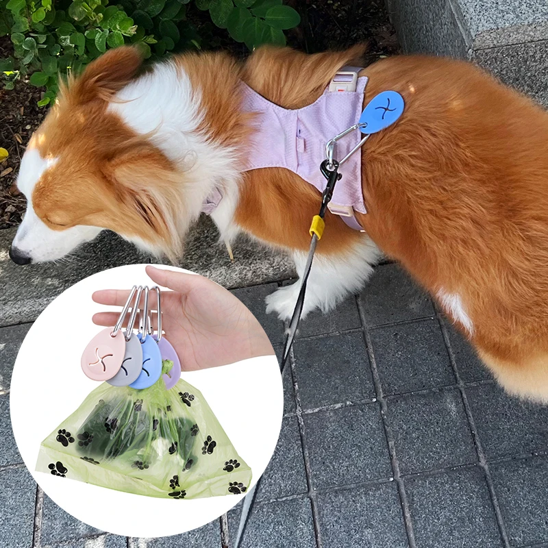 Custom Logo Doggy Leather Silicone Waste Bag Dispenser Waterproof Dog Pet Poop Bag Holder For Leash