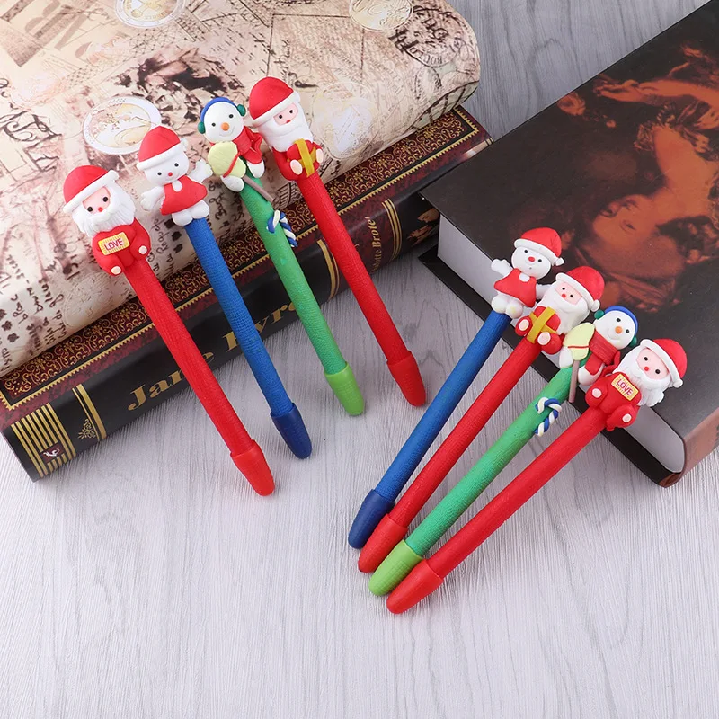 Christmas Decorations Santa Claus Snowman Soft Pottery Pens For Students Christmas Gift Craft Pen For Children