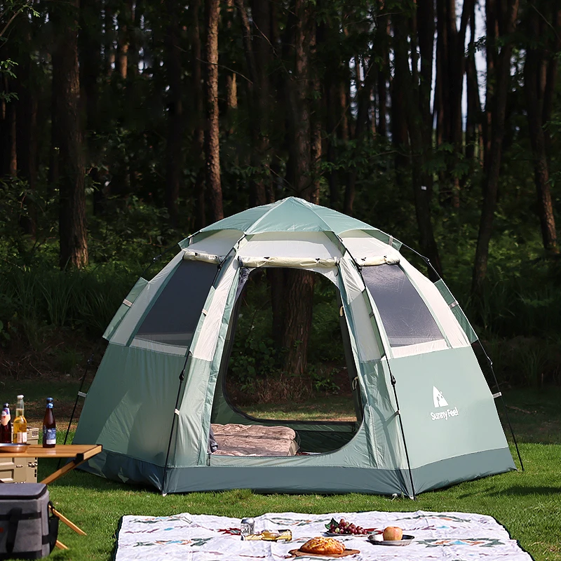 Туристическая палатка, большая семейная палатка на 5-8 человек, автоматическое уличное шестигранное оборудование