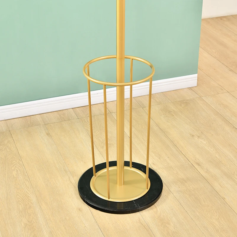 Nordic Style Clothes Hanger Bedroom Light Luxury Gold Floor-Standing Metal Marble Coat Rack