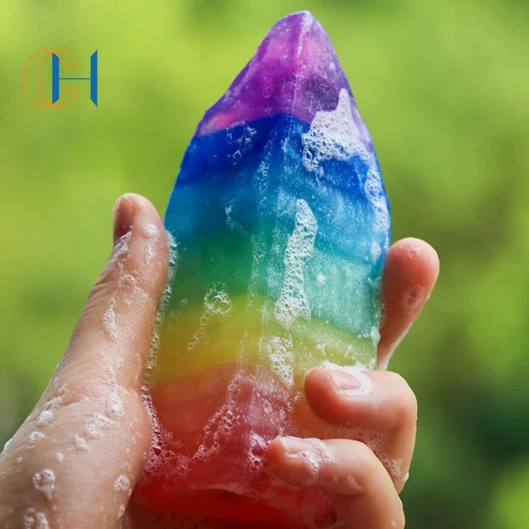 C&H 7 Color Handmade Chakra Relaxing Private Label  Clear Stone Bar Aroma Transparent Opal Yoga  Liquid Body Crystal Soap