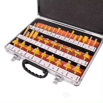 35PCS Woodworking Router Bit Set 1/4 Shank Tungsten Carbide Cutting Tools Trimming Knife for CNC Engraving Milling Cutter
