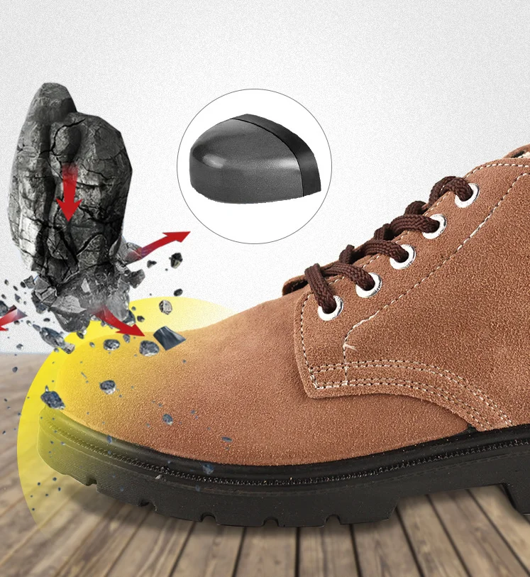 Suede labor protection shoes Steel toe  anti impact and oil resistant shoes Breathable and wear-resistant work shoes